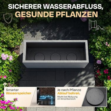 Плантатор Ondis24 Vulkan, 57л, прямокутний, з водосховищем, для балкона/тераси, сірий