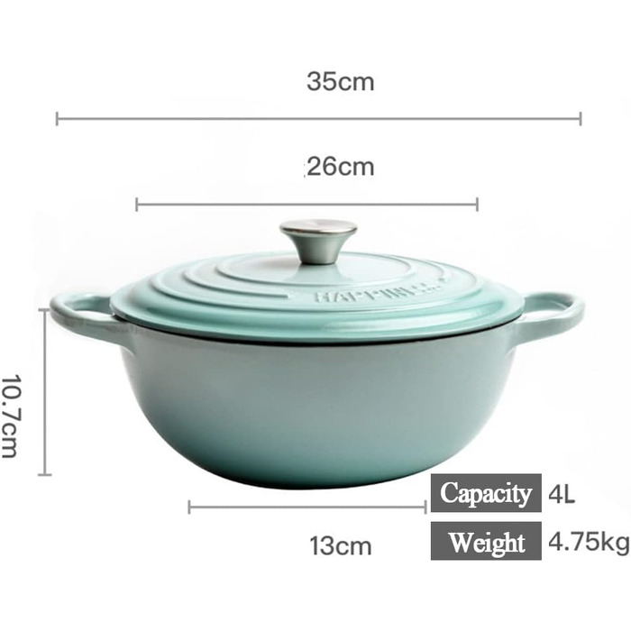 Чавунна сковорода, каструля, кокотниця, 26 см, 4,75 л