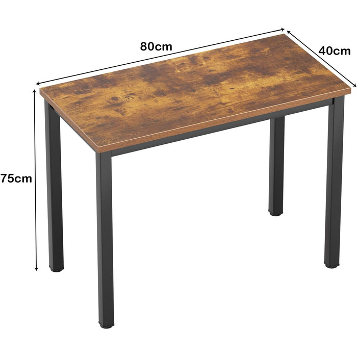 Комп'ютерний стіл SogesHome 120x60x75 см для дому та офісу, робоча станція, стіл для роботи, їжі та конференцій (80x40 см, ретро, чорний)