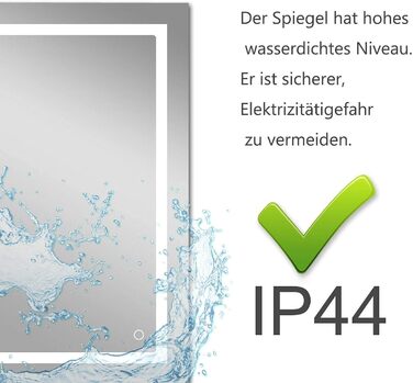 Великий дзеркало для ванної кімнати Badspiegel 120x70 см з підсвічуванням LED, сенсорне керування, антизапар, регулювання яскравості, для ванної кімнати та вітальні, білий колір, тип A: біле світло (50x70 см, 3 кольори світла / з розеткою)