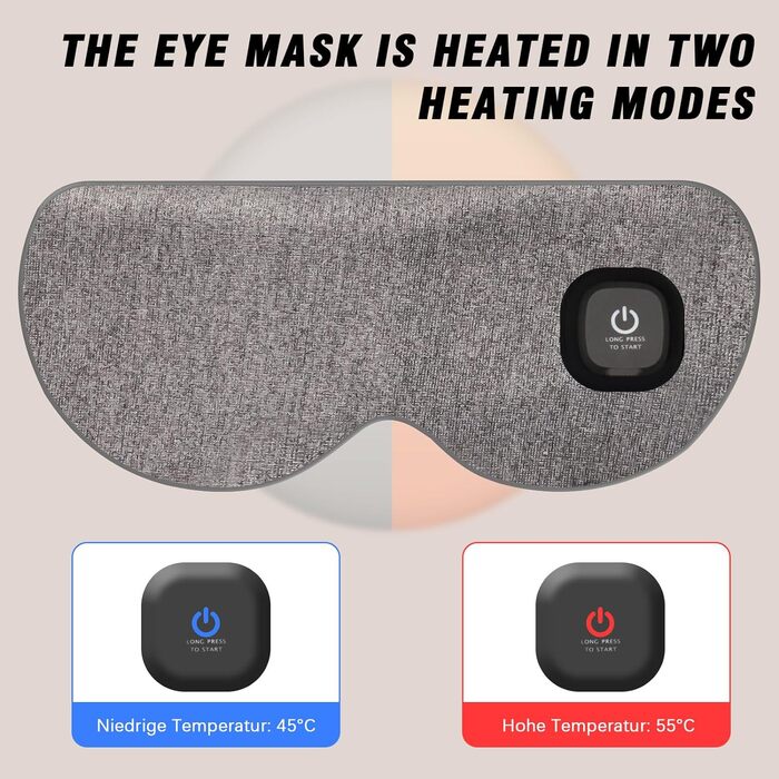 Зігріваюча маска для сну PNGOS 40-55°C USB чорна