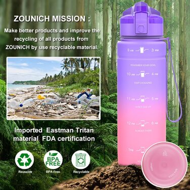 Дитяча пляшка ZOUNICH герметична 1л BPA free