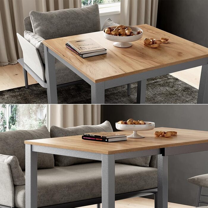 Розсувний стіл Vicco Esstisch Granny, дуб/сірий, 120 x 70 см, розтягується до 80-120 x 76 x 70 см