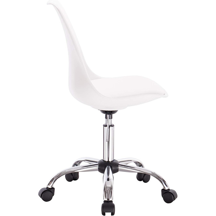 Робочий стілець WOLTU , стілець на коліщатках, офісний стілець, обертовий стілець, безступінчате регулювання по висоті, штучна шкіра, білий, BS39
