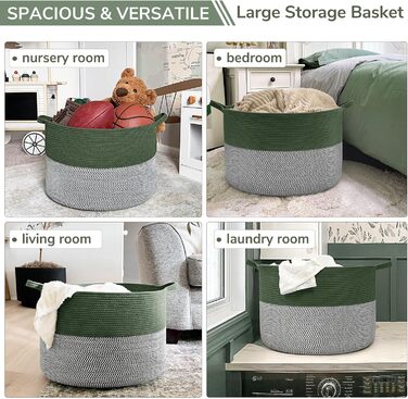 Корзина для зберігання TIMEYARD, плетена корзина для дитячої кімнати, 55x35 см, оливковий колір