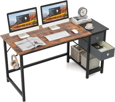 Письмовий стіл COSTWAY з 2 висувними ящиками, комп'ютерний стіл довжиною 140 см з гачком для навушників і відділенням для зберігання, офісний стіл, великий стіл для ПК, робочий стіл для офісу, дому