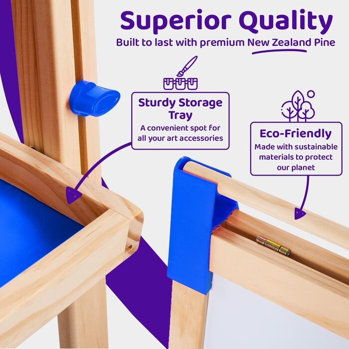 Дитяча мольберт Blue Squid Kinder Staffelei: регульована висота, двостороння, з крейдяною дошкою, білою дошкою, рулоном паперу, 100+ аксесуарів, для дітей 3-12 років, преміум-якість 2025