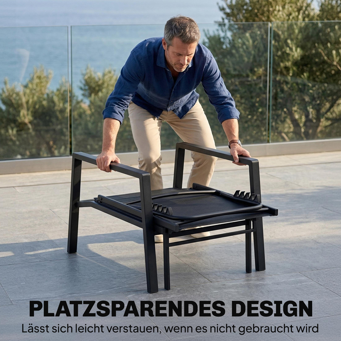 Шезлонг складаний портативний для саду з висувною підніжкою, 5 положень спинки, дихаючий матеріал