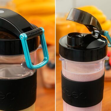 Блендер портативний Cecotec Power Titanium 300 EasyGo, 350W, з подрібненням льоду, 4 леза з титановим покриттям, 2 пляшки та 2 кришки, чорний