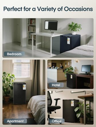 Компактний холодильник FOHERE на 90л з морозильною камерою, відділенням для овочів та 7 рівнями регулювання температури, чорний