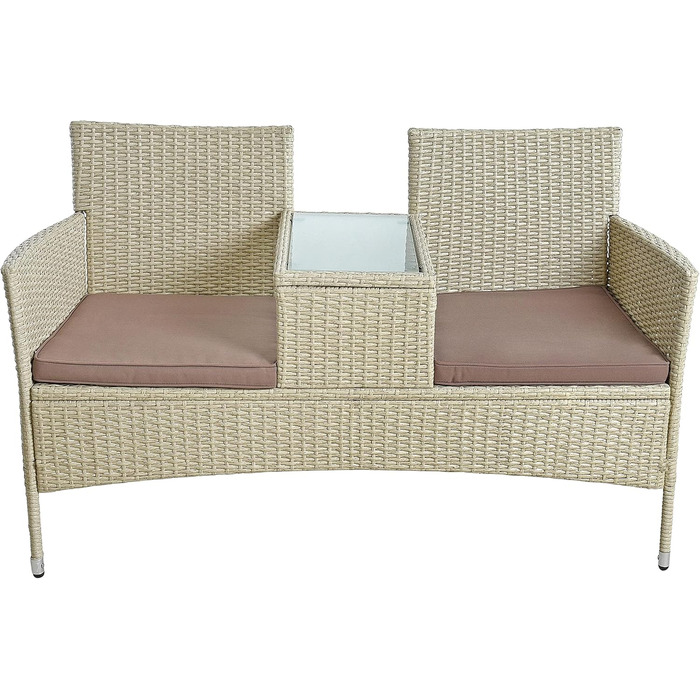 Садова банкетка ESTEXO з ротангу для 2 осіб, бежева: комплект садових меблів для балкона та саду