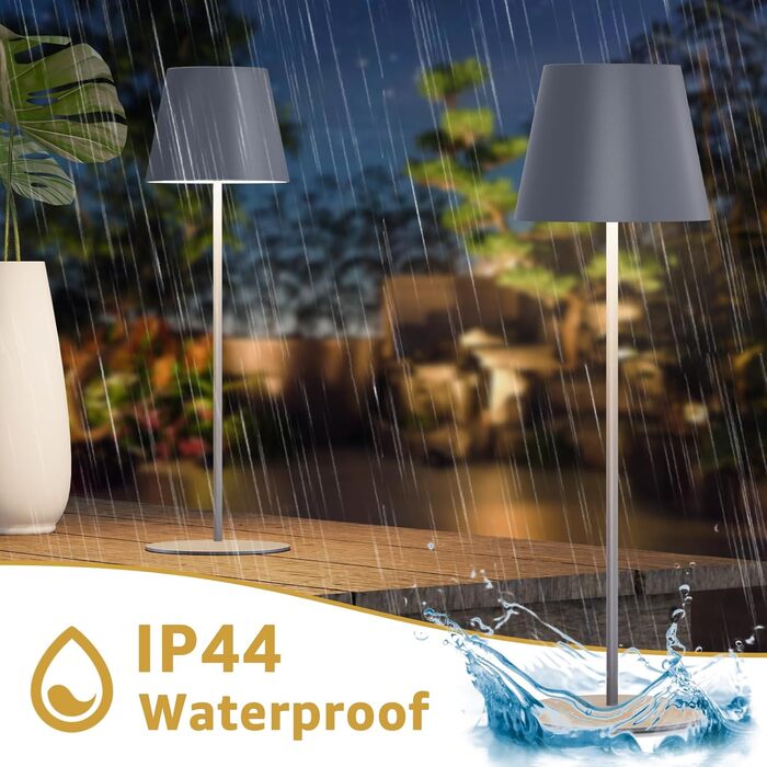 LED настільна лампа MALUX 2 шт. бездротова з сенсором, для дому та вулиці, перезарядна, 3 режими температури кольору, регулювання яскравості, таймер, чорний та сірий кольори