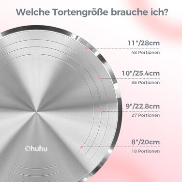Ohuhu Поворотна платформа для тортів 30 см, алюмінієва, рожева | Підставка для декорування тортів