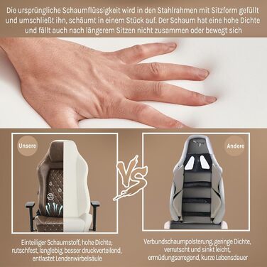 Крісло ігрове WOLTU, офісне ергономічне, з інтегрованим губчастим наповнювачем, підтримкою попереку, підставкою для ніг та підлокітниками, вінтажне, з штучної шкіри та металевим каркасом, коричневе