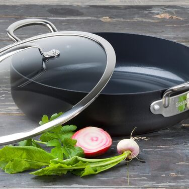 Сковорода GreenPan Barcelona з антипригарним покриттям Ceramic, 30 см, 4.8 л з кришкою, чорна