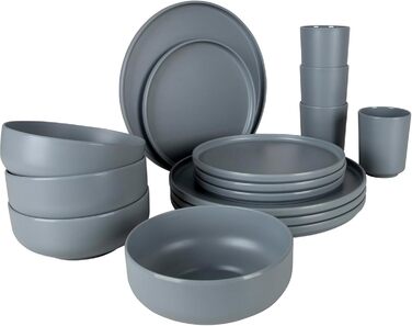 Набір посуду для кемпінгу Bo-Camp Melamin 16 предметів (Тарілки, чашки) сірий