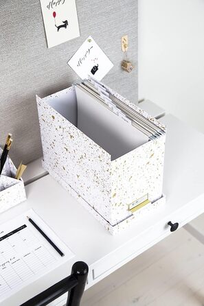 Йохан підвісна коробка для зберігання з кришкою-стильна архівна коробка, що включає 8 підвісних степлерів-підвісна коробка для зберігання папок з ДВП і паперу - із золотою цяточкою)