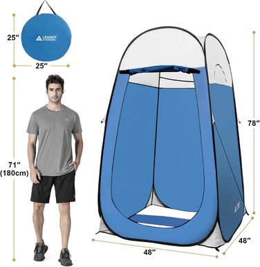 Намет для душу Pop-Up Leader Accessories, 122x100x198 см, великий, блакитний