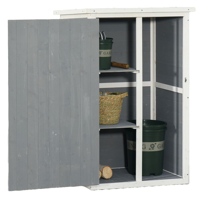 Outsunny Garden Shed Полиці для садового сараю Ялиця чорна+сіра+біла 75x56x115см