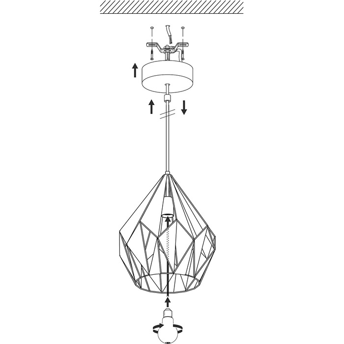 Підвісний світильник EGLO Carlton 1, вінтажний підвісний світильник 1 полум'я, підвісний світильник ретро зі сталі, колір білий, медово-золотий, цоколь E27, підвісний світильник Ø 31 см