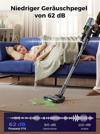 Бездротовий пилосос Proscenic P11 Ultra: потужний, легкий, з акумулятором 50 хвилин, сенсорний екран, антизаплутування, для дому, авто та видалення шерсті тварин (сірий)