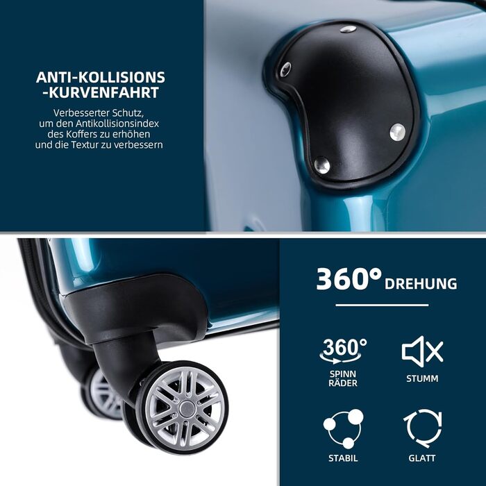 Набір валіз BEIBYE: валізи-ролики з полікарбонату (світло-зелений), 4 колеса