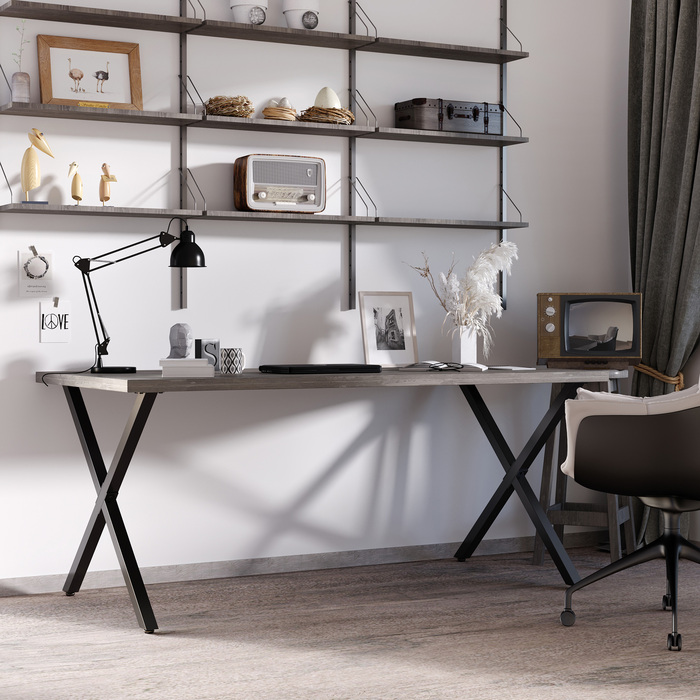 2 шт. металеві ніжки для столу, підставка для обіднього столу, письмового столу, журнального столика, металевий каркас у формі X, чорний колір, 72 см