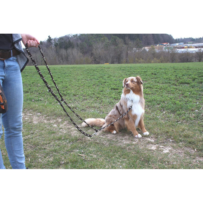 Повідець Activity4Dogs для великих собак, плетений з 3-ма регульованими повідцями довжиною 2 м, виготовлений в Німеччині (2,80 м з 4-ма регульованими повідцями, коричнево-чорно-білий)