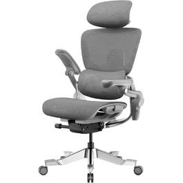 Офісний стіл HINOMI H2 Pro з ергономічною підтримкою попереку, регульованою підголівником та підлокітниками, до 150 кг, дихаюча сітка, поворотний крісло для дому та офісу, сірий