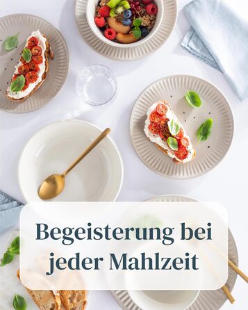 Набір посуду Steingut Hygge 48 предметів для 12 осіб, бежевий колір, преміум якість