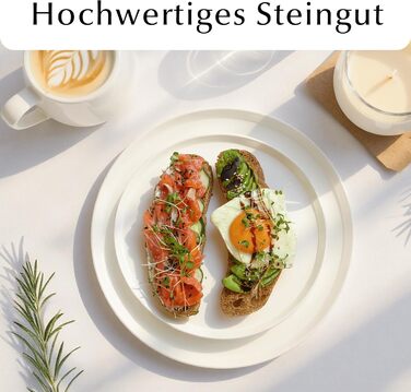 Набір посуду Miamio для 8 осіб (24 предмети) з кераміки. Сучасний та елегантний сервіз. Підходить для миття в посудомийній машині та використання в мікрохвильовій печі. Колекція Luxe (білий).