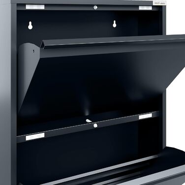 Взуттєва шафа VEEHAUS: вузька, металева, настінна (2 дверцята, антрацит)