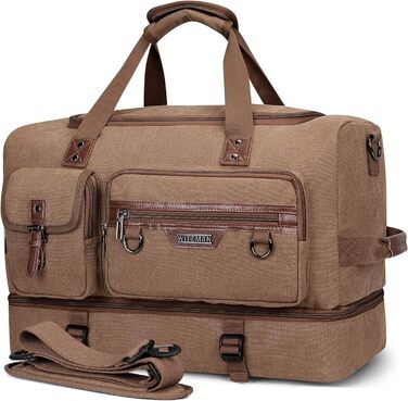 Дорожня сумка WITZMAN Canvas Weekender 30 л з відділенням для взуття (A8010 коричневий)