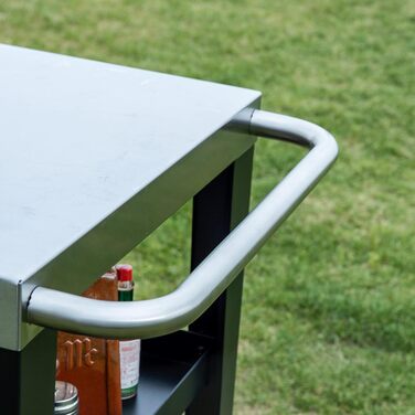 Столик Royal Gourmet PC3404S на коліщатках з контейнером для сміття, для вулиці, саду, тераси, грилю, кухні, візок для приготування їжі, 76,2 x 48,3 см, стільниця з нержавіючої сталі, сріблястий