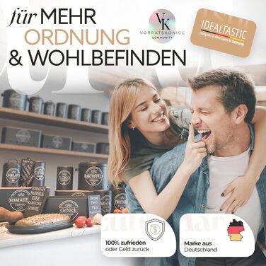 Набір контейнерів для зберігання продуктів IDEALTASTIC® Premium: кава, цукор, борошно (3 шт x 500г) - герметичні, чорні, матові