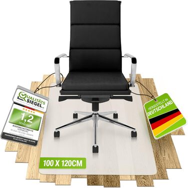 Захисна килимок під офісне крісло – прозора підкладка для ламінату, паркету та плитки – антиковзаюча, шумопоглинаюча, ідеальна для дому (100 x 120 см)
