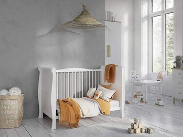 Дитяче ліжко-приліжкове Love For Sleep 120x60 з бар'єром, біле, Leo. Ліжко для новонароджених, збірно-розбірне, з дерева.
