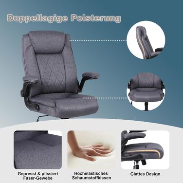 Офісний крісло Flysky з високою спинкою, регульованою висотою та підголівником. Зручний офісний крісло для керівника (сірий)