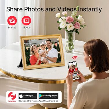 Frameo: Цифровий фоторамка 10.1 дюйма з Wi-Fi, сенсорним екраном IPS HD 1280*800 та 32GB пам'яті