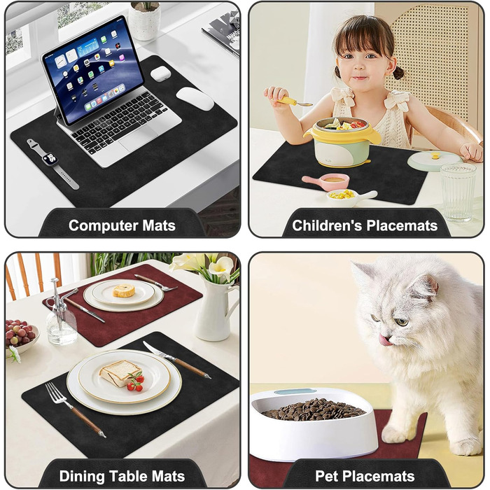 Підставки під гаряче та серветки під тарілку з екошкіри, 6 шт. | Стійкі до гарячого, неслизькі, для кухні та обіднього столу | Зелено-сірий набір