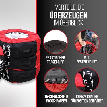 Набір мішків для шин Heyner® 16-22 дюймів SUV, захисні мішки для шин, 4 шт.