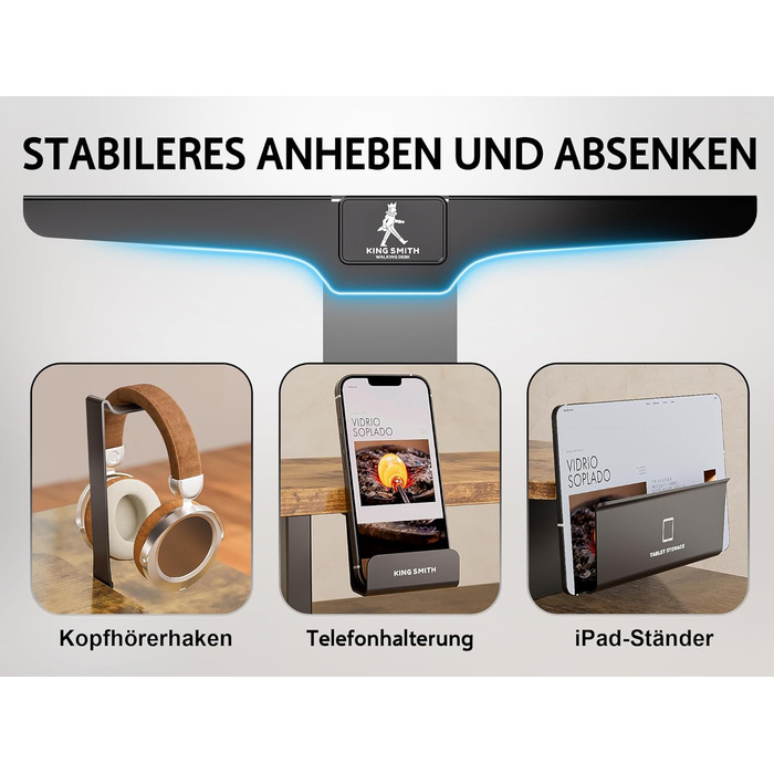 Електричний регульований стіл WALKINGDESK 100x60 см з ящиками, підставка для монітора та тримач для телефону. Для дому та офісу. Колір: рустикальний коричневий