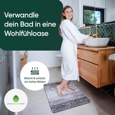 Килимок для ванної кімнати 60x90 см, антиковзаючий, чорно-сірий | Килимок для ванни, килимок для душу | Преміум якість, великий, миючий | Килимок для ванни, килимок для душу