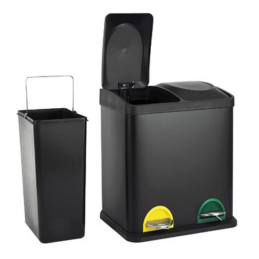 Кухонне відро SVITA TC2X15 об'ємом 30 літрів, 2x15l, подвійне відро для сміття, 2 ящики для сміття, розділове відро для сміття чорного кольору