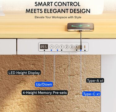 Електричний регульований стіл FLEXISPOT з USB та ящиком, зі скляною стільницею (140x70 см, білий)
