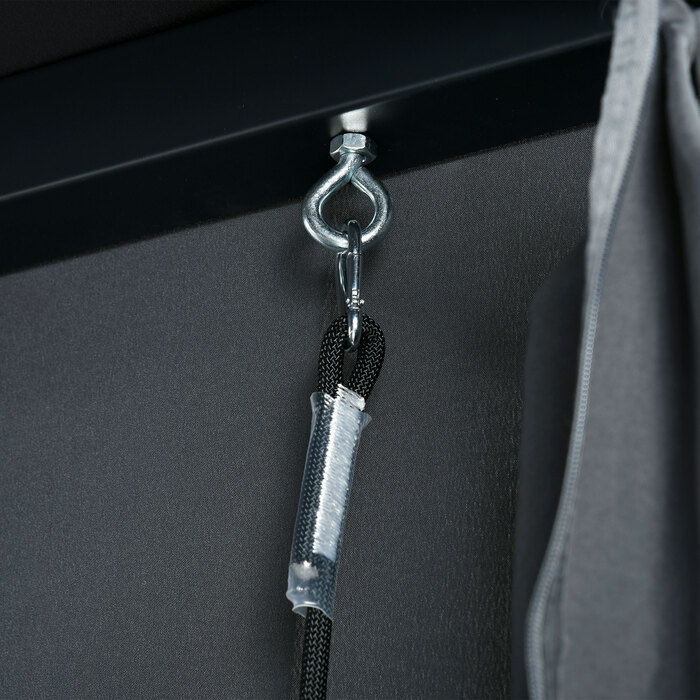 Садовий гамак-крісло з ротангу PE з балдахіном, включаючи подушки, стійкий до погодних умов, розмір 235 см x 180 см x 210 см, сірий