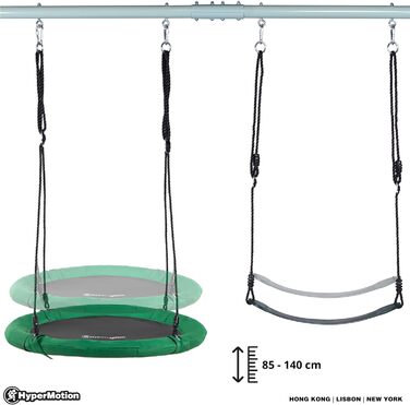 Гойдалка-гніздо для саду HyperMotion Storchennest з А-рамою, 2 місця, 150 кг, зелено-сіра (HYP1)