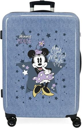 Середній чохол Disney Minnie Style синій 48x68x26 см Жорсткий ABS Інтегрований застібка TSA 70 л 3 кг 4 подвійні колеса