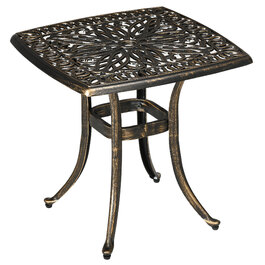 Outsunny Side Table Патіо Стіл з отвором для парасольки 54x54x52.5 см Алюмінієва рама в бронзі, ідеально підходить для саду та балкона