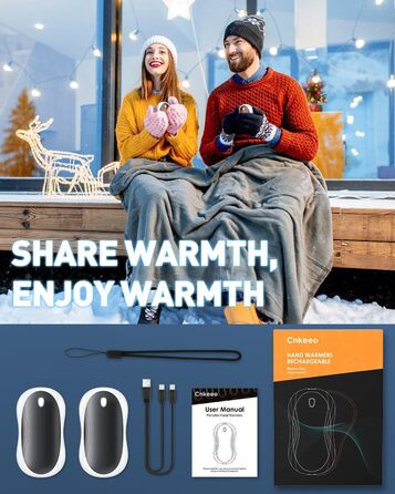 Електричні грілки для рук Cnkeeo 2 шт. з роздільним магнітним з'єднанням, Powerbank USB, 3 режими нагріву, для спорту, риболовлі, полювання, чорно-білі